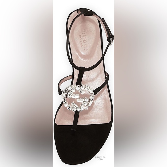 Gucci Suede Crystal GG Thong Sandal - Picture 10 of 14